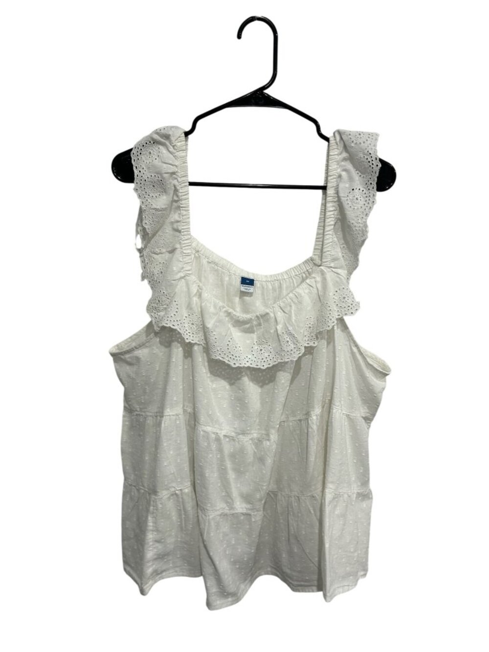 Old Navy 3X White Eyelet Embroidery Ruffle Sleeveless Top Cottagecore Soft Girl